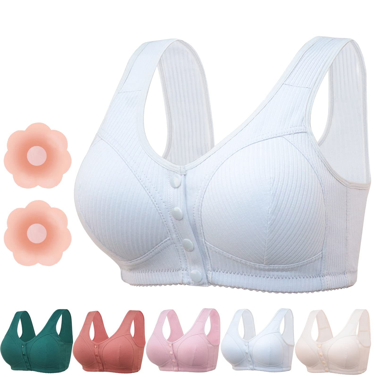 🎉Buy 1 Get 3 (3packs) - COMFORTABLE FRONT-CLOSURE WIRELESS PLUS SIZE BUTTON BRA