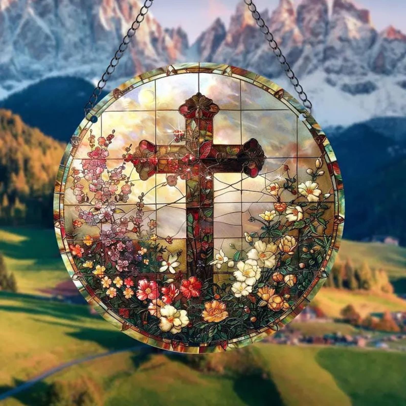 🎄🎅Christmas Presale - 49% OFF🎄-✝️Religious Pendant Cross Sun Catcher