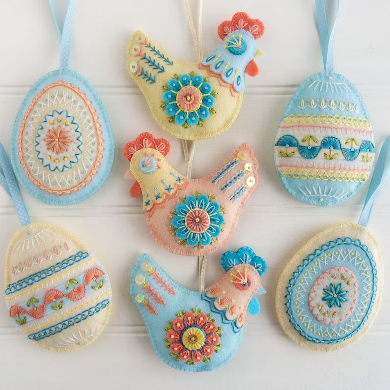 Embroidered Felt Easter Eggs Kit