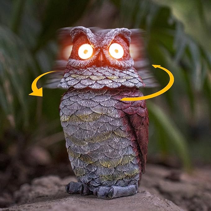 🦉Red Solar Owl with Flashing Eyes