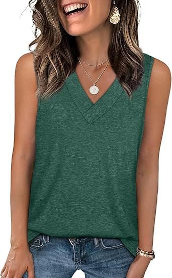 🔥Letzter Tag 70% Rabatt ✨Damen ärmellos V-ausschnitt Abnehmen lockere Passform Casual Tank Top T-Shirt