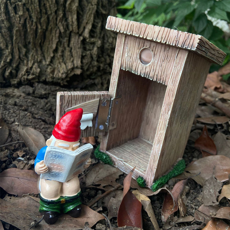 🚽 Gnome On The Toilet Funny Garden Statue