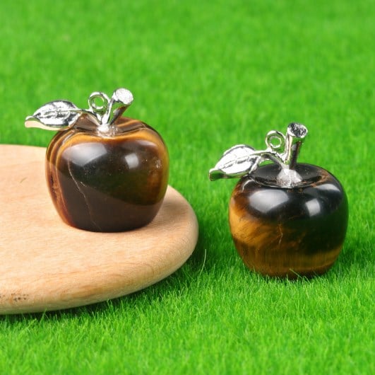 Natural Crystal Jade Colorful Apple Small Ornament