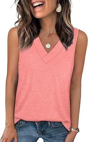 🔥Letzter Tag 70% Rabatt ✨Damen ärmellos V-ausschnitt Abnehmen lockere Passform Casual Tank Top T-Shirt