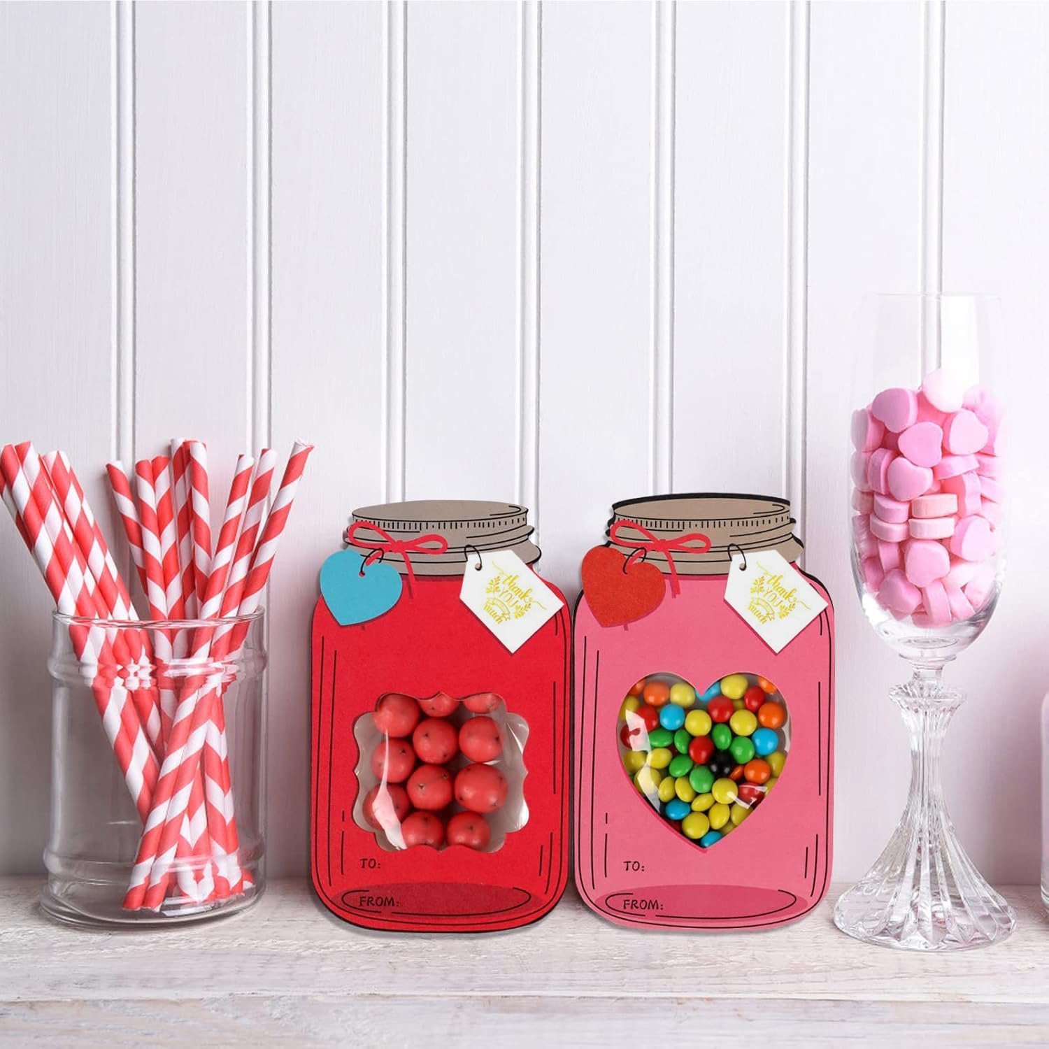 🔥Valentines Day: Buy 1 Get 1 Free - 💖Mason Jar Happy Valentines Day Cards🍬