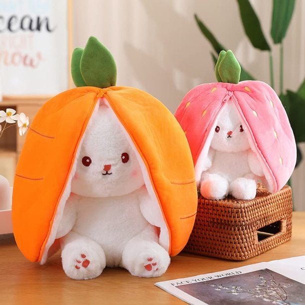 🔥2024 HOT SALE - 49% OFF🔥Strawberry Bunny Transformed into Little Rabbit Fruit Doll Plush Toy