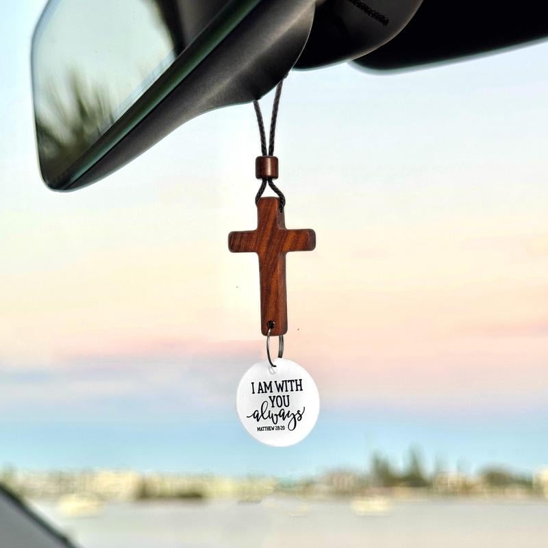 🔥Last Day Sale - 50% OFF💥Bible Verse Car Rearview Hanging Cross Ornament