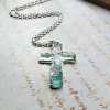 ✝️Handmade  Sea Glass 925™Silver Cross Necklace🌊