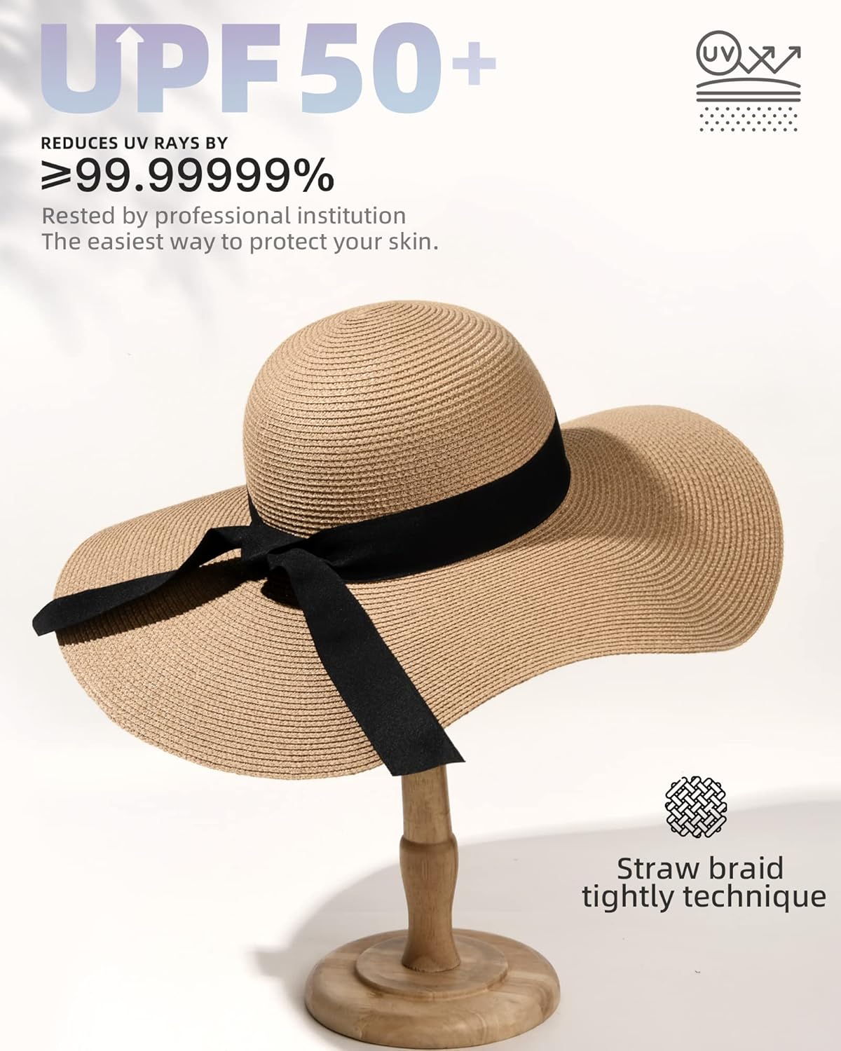 FURTALK Womens Sun Straw Hat Wide Brim UPF 50 Summer Hat Foldable Roll up Floppy Beach Hats for Women