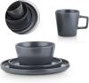 Stone Lain Coupe Dinnerware Set, Service For 4, Black Matte