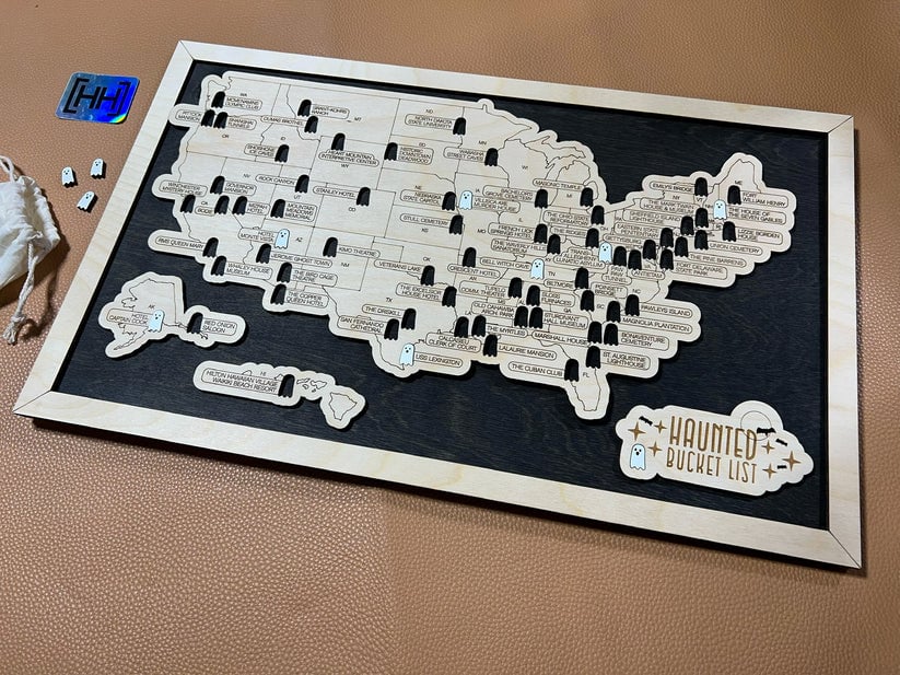 ⏰LAST DAY SALE 50% OFF💥Haunted Locations Bucket List Map