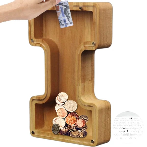 (🔥Last Day Promotion- SAVE 70% OFF)Large Personalized Wooden Alphabet Piggy Bank-Buy 2 Get VIP Shipping