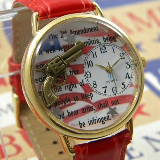 ⌚US flag and stars，Watch with gun charm