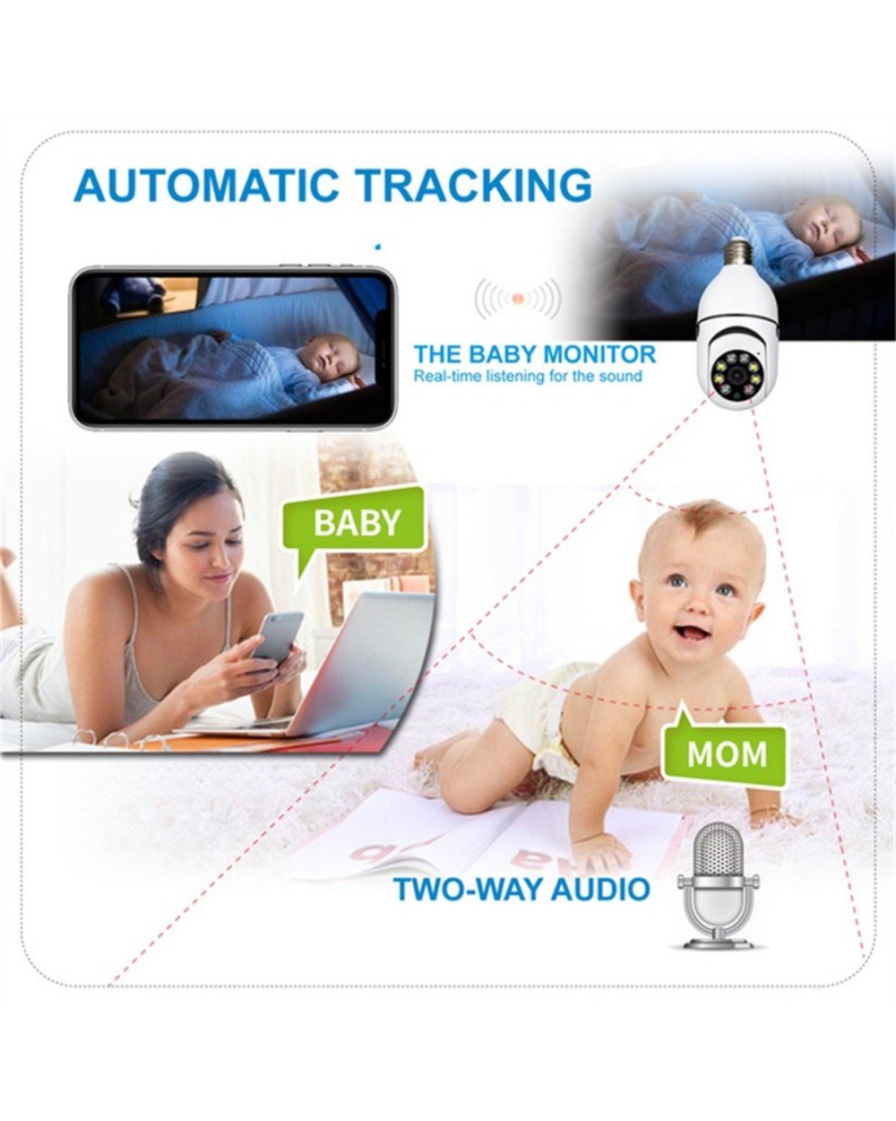 🔥Last Day Promotion🔥-Wireless Wifi Light Bulb Camera Security Camera⚡BUY 2 FREE SHIPPING