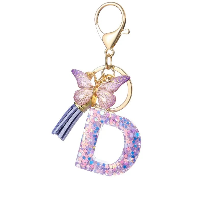 🔥Last Day 50% OFF - Butterfly Letter Keychain Tassel Design Vibrant Durable Lightweight Gift