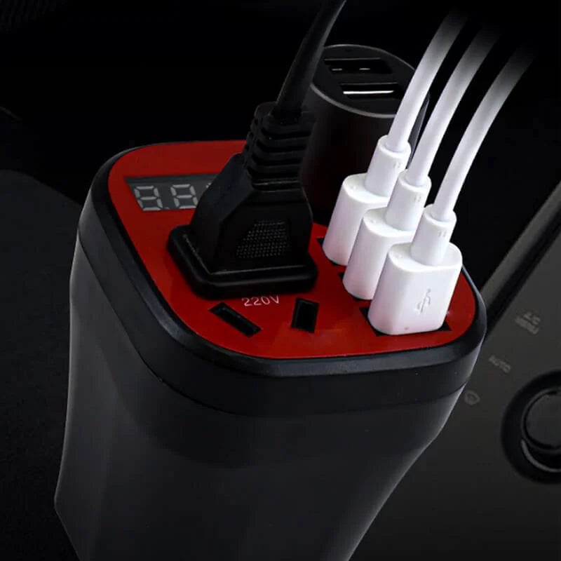 (🎅Early Xmas Offer 1000pcs 50% OFF)🔥 Car Mounted Cup Type Inverter Converter QC Charger