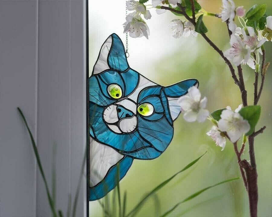 🎉LAST DAY -70%OFF - 🔥Handmade Stain Cat Suncatcher For Window🌙⚡Buy 3 Get Free Shipping