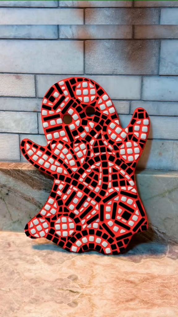 Festive Mosaic Ghost Decorations – Unique New Year Edition