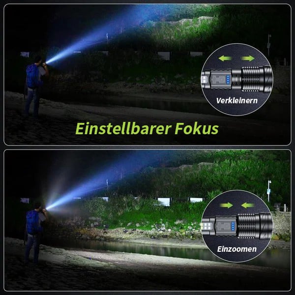 💥Outdoor-Beleuchtung: Weißer Laser-Taschenlampe mit COB-Seitenwarnlicht