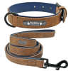 Personalized, Custom Engraved Leather Dog Collar & Leash Set