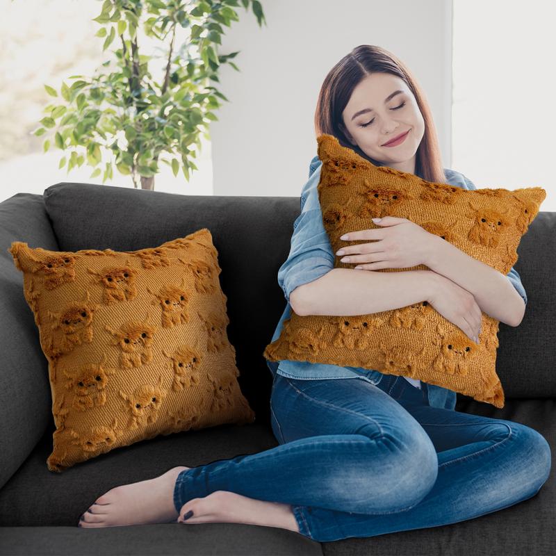 🐮 Highland Cow Pillow Covers – Cozy Farmhouse Charm