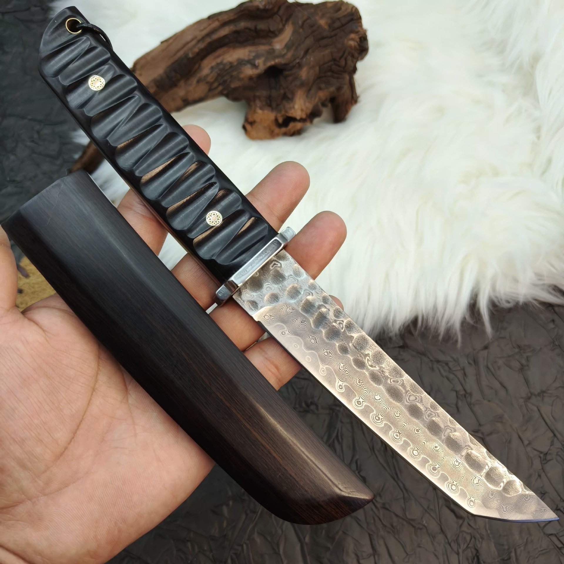 Ebony Damascus VG10 Steel samurai sword