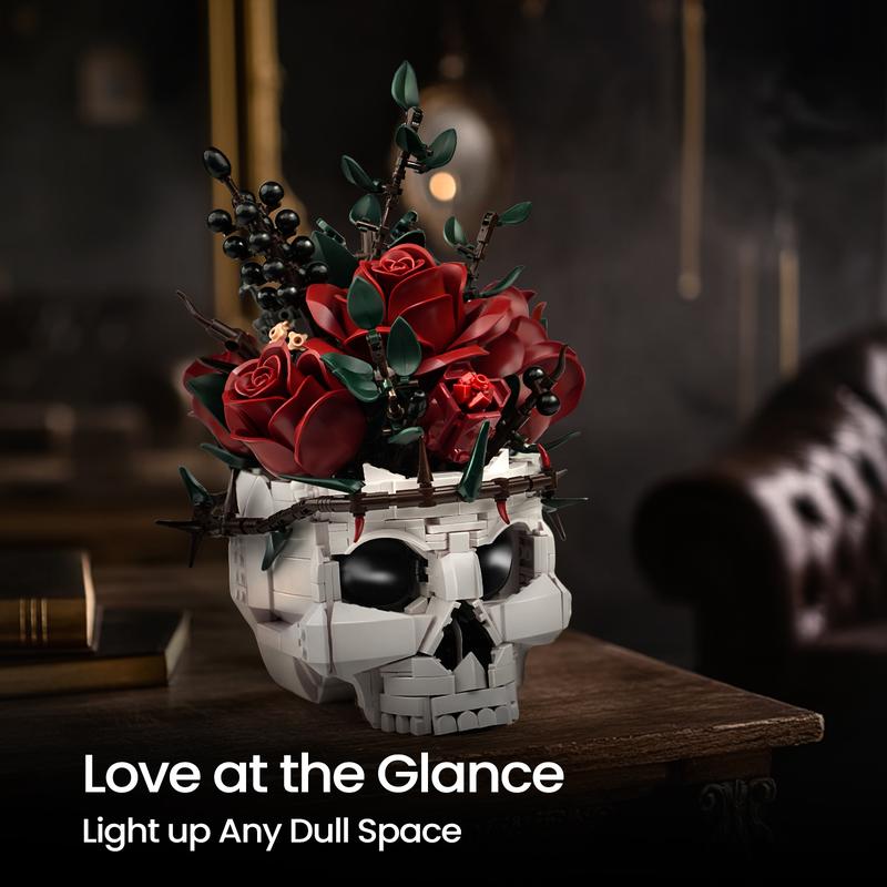 🎁TikTok Last Day Sale - 70% OFF💀🌹Gothic Skull Rose Building Set for Adults🎁Buy 2 Free Shipping