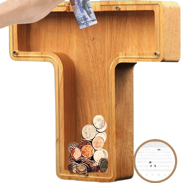 (🔥Last Day Promotion- SAVE 70% OFF)Large Personalized Wooden Alphabet Piggy Bank-Buy 2 Get VIP Shipping