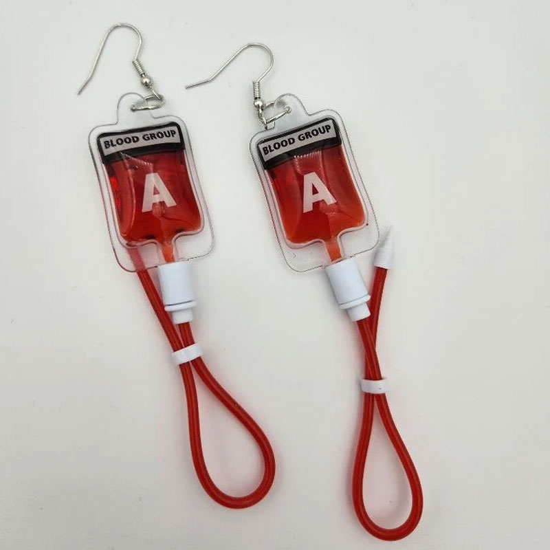 Blood Bag Earrings fake blood