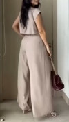 Ladies' Round Neck Top and Pants Casual Commuting Set