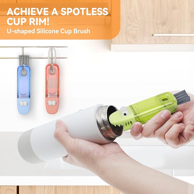 🍂TikTok Fall Mega Sale - 70% OFF🎉✨3-in-1 Crocodile Brush🐊Deep Cleaning for Narrow Cup Lids & Tableware Gaps 🧼