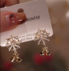 Snowflakes And Lovely Small Bell Zirconia Earrings