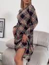 Women's Round Neck Plaid Print Dress
