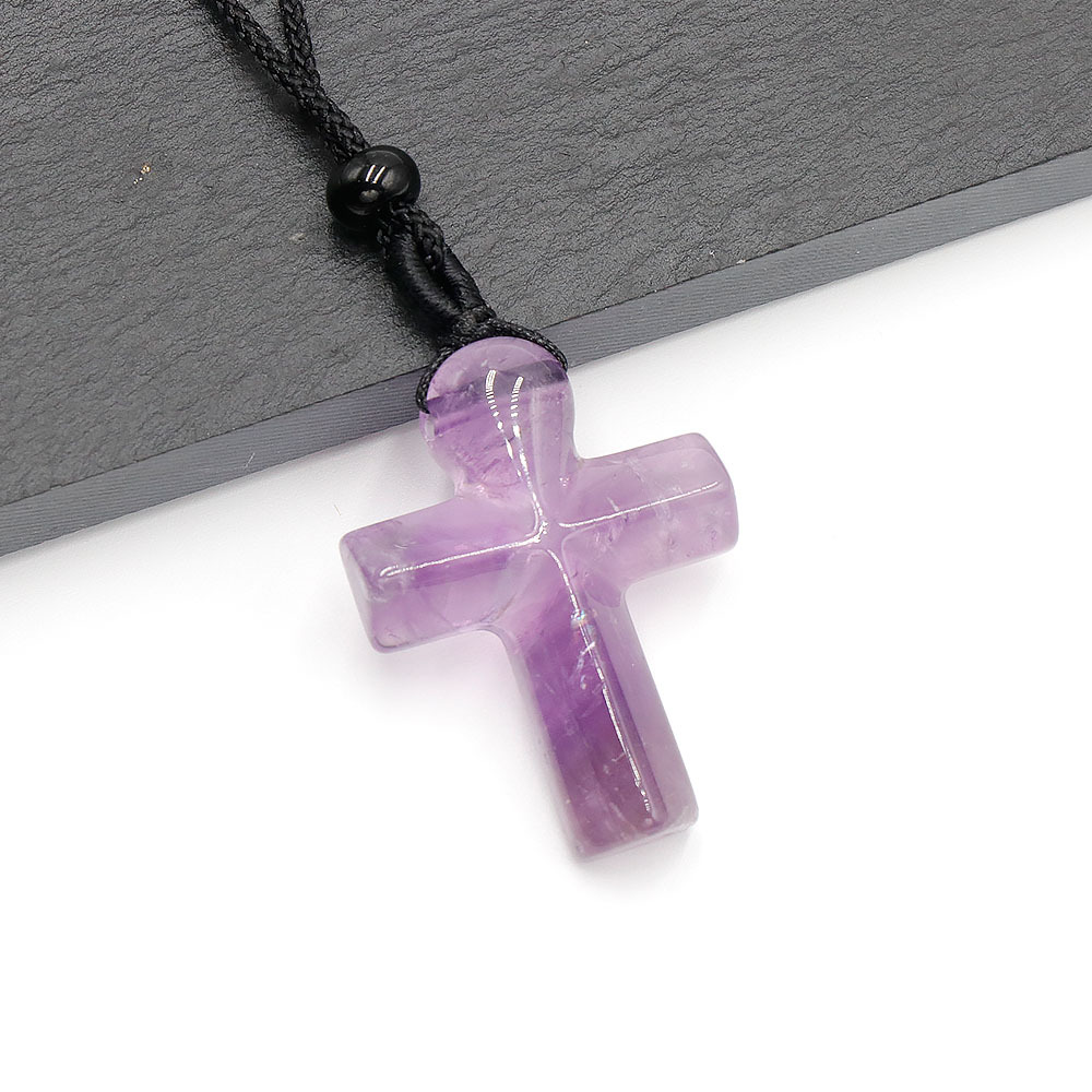 ✝️100% Handmade Natural Crystal Cross Necklace