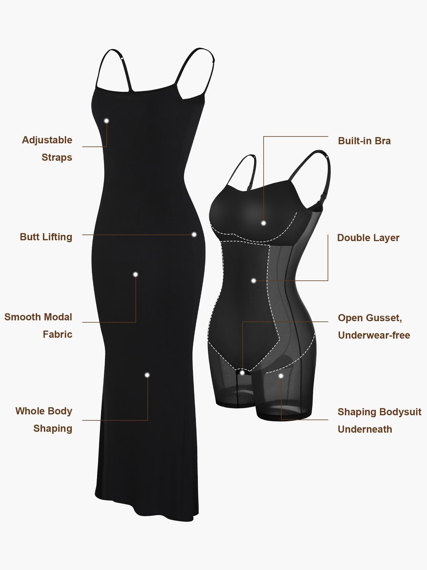 💝2023 Mother's Day Save 50% OFF🎁Built-In Shapewear Modal Lounge Dresses