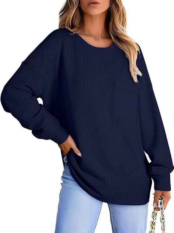 Women's casual round neck loose long sleeve T-shirt