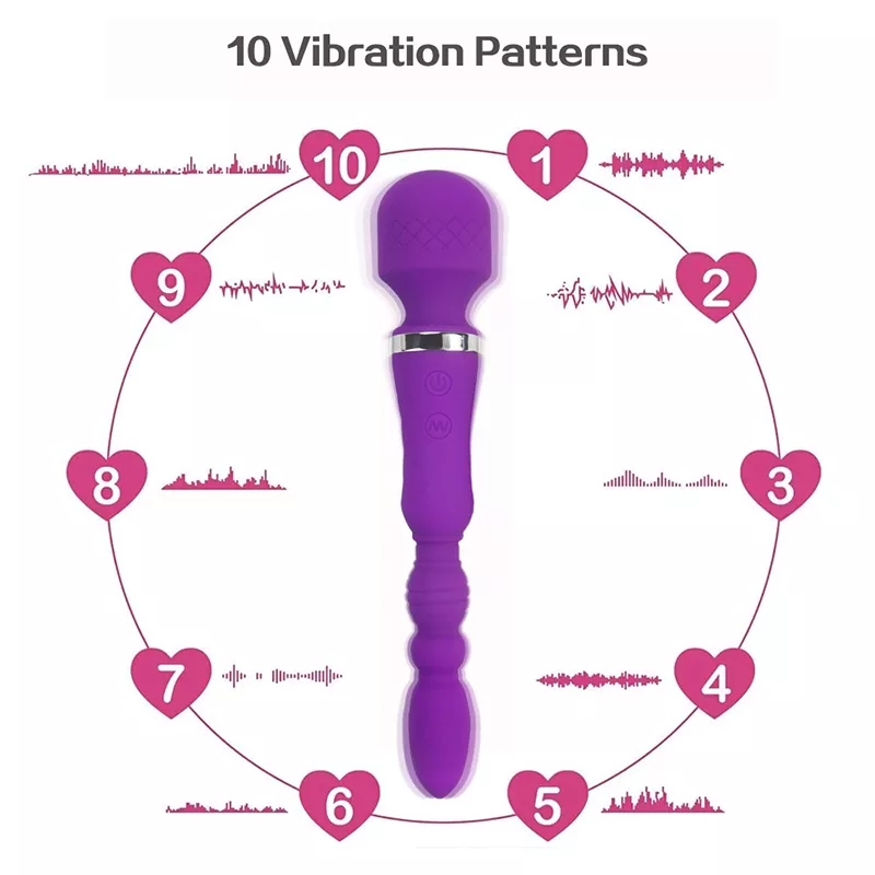 SHEMESIX - Powerful Dildo Vibrator Female AV Wand Stimulating Clitoris G-Spot Anal Plug Bead Dual Motor