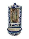 Pila de agua bendita de cerámica pintada Nuestra Señora de Guadalupe