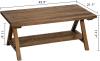 Solid Wood Coffee Table - 42.5” Firwood Farmhouse Rustic Wooden Coffee Tables for Living Room, Solid Firwood Rectangle Coffee Table, Center Table for Living Room, Brown