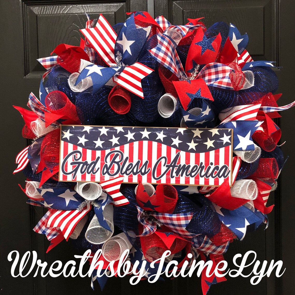 🔥Handmade God Bless America Patriotic Wreath