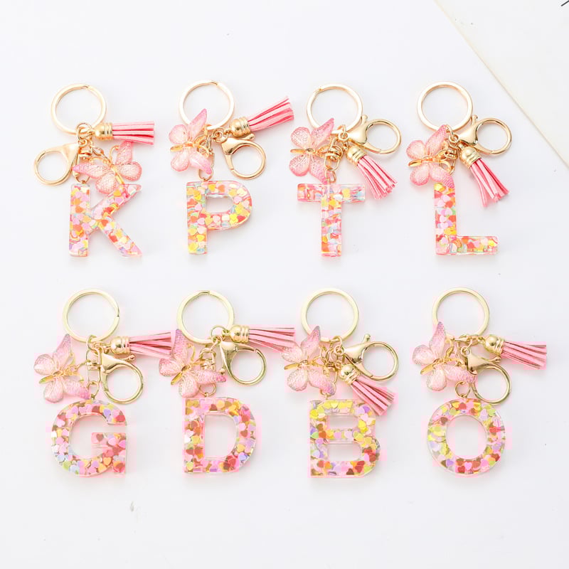 🔥Last Day 50% OFF - Butterfly Letter Keychain Tassel Design Vibrant Durable Lightweight Gift