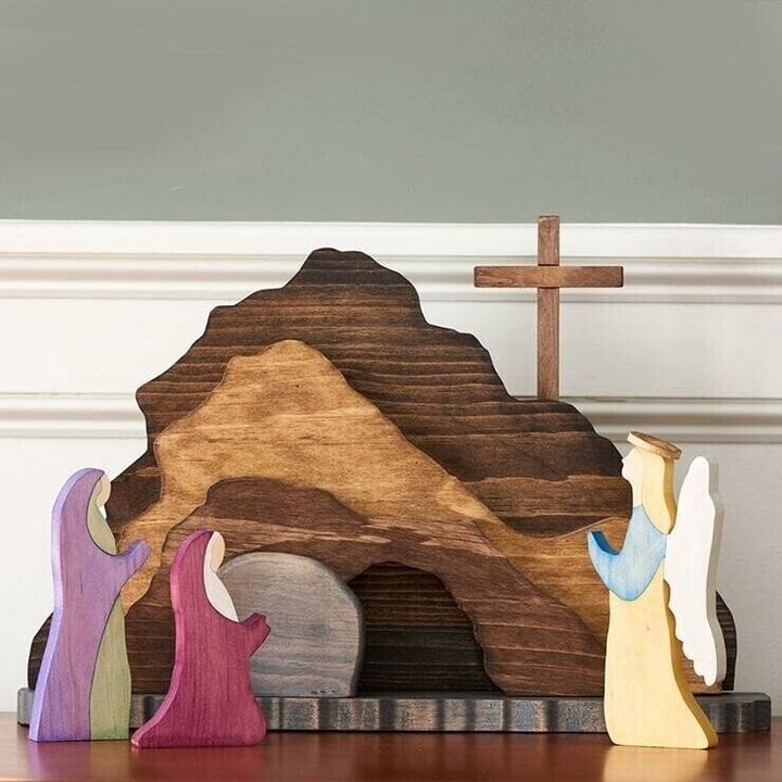 ❤️Handmade Jesus Tomb-Easter Scene Wooden Decoration
