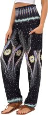 QIANXIZHAN Women's Harem Pants, High Waist Yoga Boho Trousers with Pockets