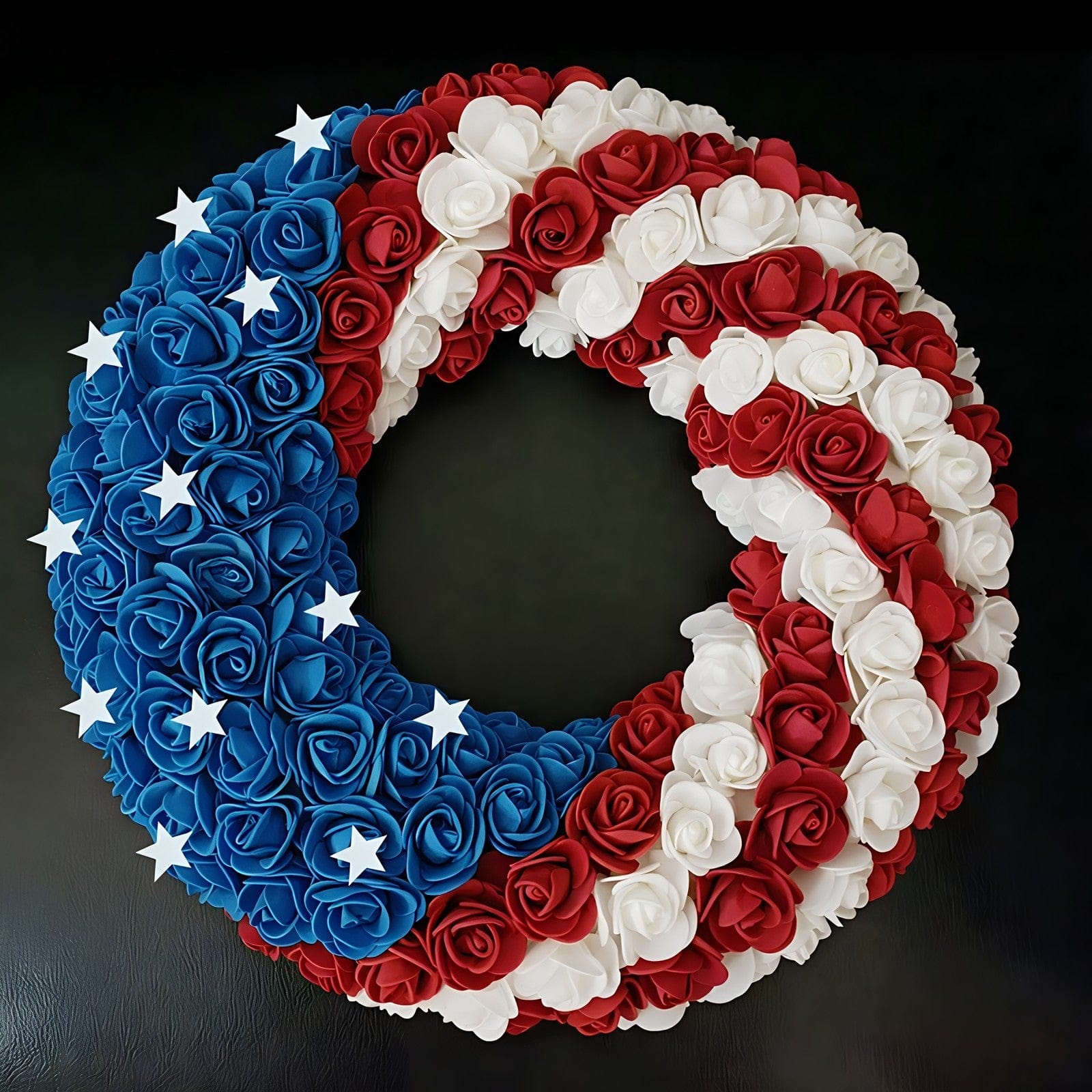 🔥Handmade Red White and Blue Roses Patriot Wreath - Ready to Ship