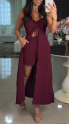 Women's Suspender Slit Long Top + Shorts Casual Suit