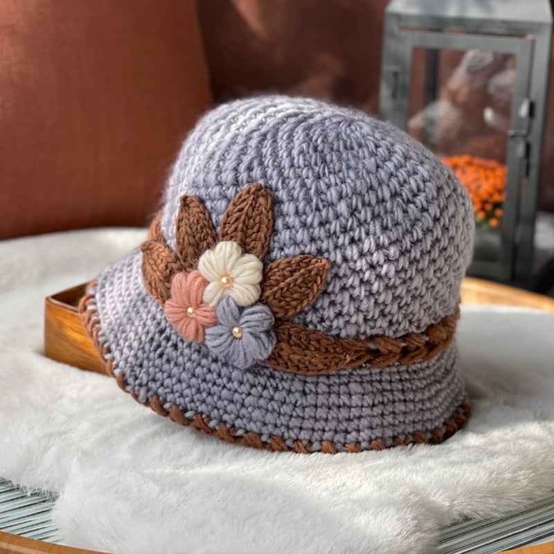 (🌲Early Christmas Sale- 50% OFF) Women's Flowers Knitted Woolen Hat