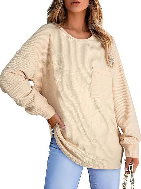 Women's casual round neck loose long sleeve T-shirt