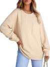 Women's casual round neck loose long sleeve T-shirt