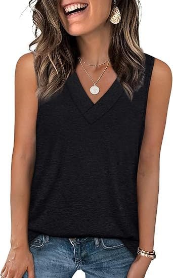 🔥Letzter Tag 70% Rabatt ✨Damen ärmellos V-ausschnitt Abnehmen lockere Passform Casual Tank Top T-Shirt