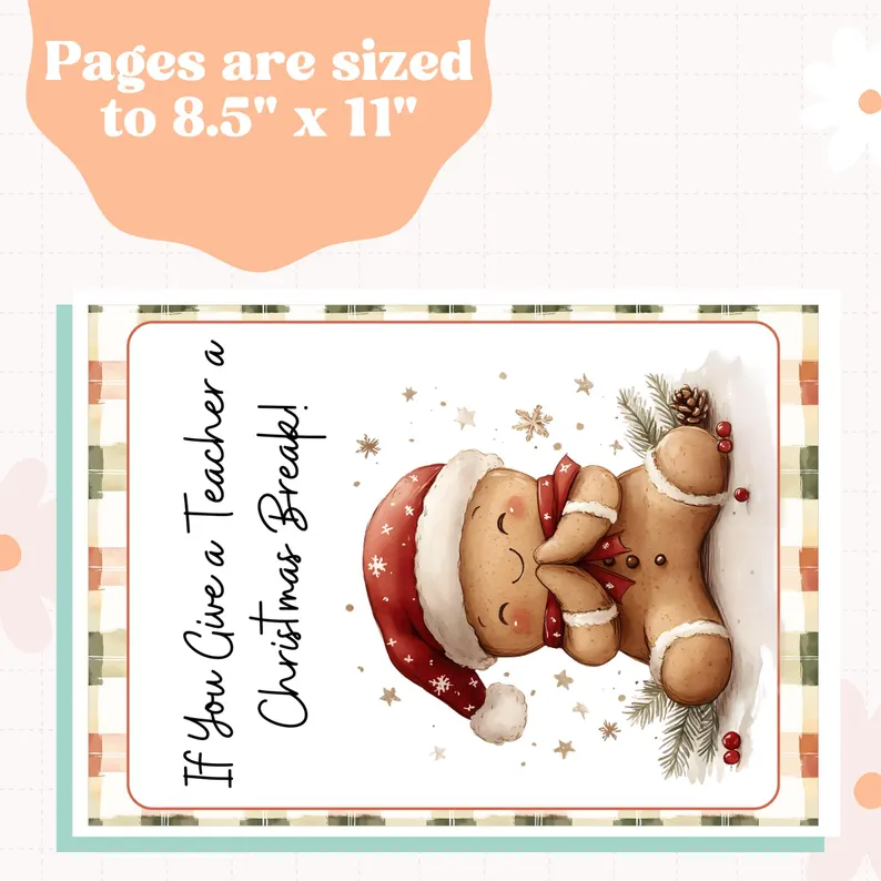 👩‍🏫Teacher Christmas Gift Card Book🍪Christmas Gingerbread Man